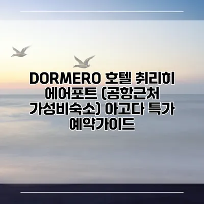 DORMERO 호텔 취리히 에어포트 (공항근처 가성비숙소) 아고다 특가 예약가이드