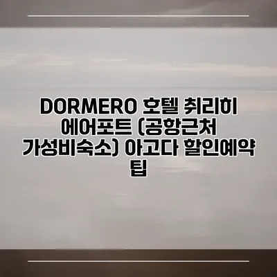 DORMERO 호텔 취리히 에어포트 (공항근처 가성비숙소) 아고다 할인예약 팁