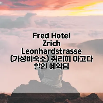 Fred Hotel Zrich Leonhardstrasse (가성비숙소) 취리히 아고다 할인 예약팁