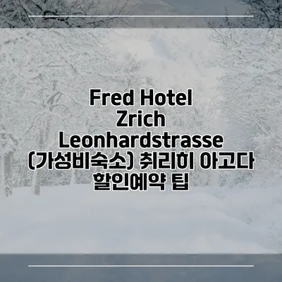 Fred Hotel Zrich Leonhardstrasse (가성비숙소) 취리히 아고다 할인예약 팁