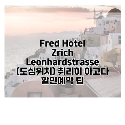 Fred Hotel Zrich Leonhardstrasse (도심위치) 취리히 아고다 할인예약 팁