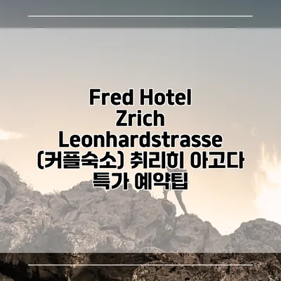 Fred Hotel Zrich Leonhardstrasse (커플숙소) 취리히 아고다 특가 예약팁