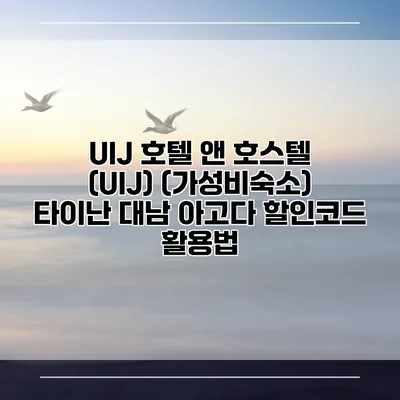 UIJ 호텔 앤 호스텔 (UIJ) (가성비숙소) 타이난 대남 아고다 할인코드 활용법