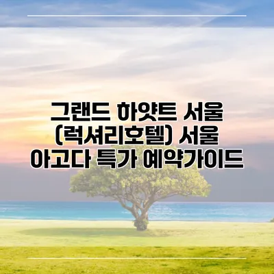 그랜드 하얏트 서울 (럭셔리호텔) 서울 아고다 특가 예약가이드