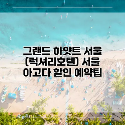 그랜드 하얏트 서울 (럭셔리호텔) 서울 아고다 할인 예약팁
