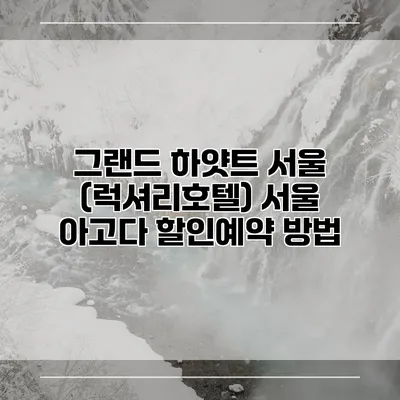 그랜드 하얏트 서울 (럭셔리호텔) 서울 아고다 할인예약 방법