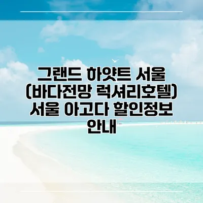 그랜드 하얏트 서울 (바다전망 럭셔리호텔) 서울 아고다 할인정보 안내