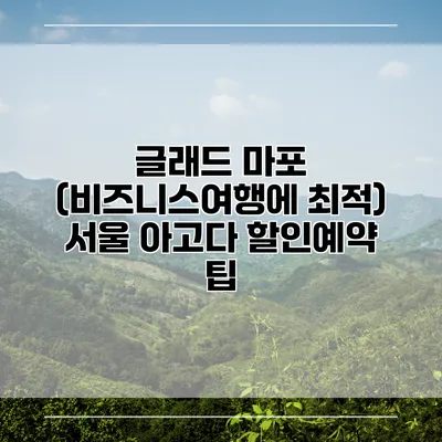 글래드 마포 (비즈니스여행에 최적) 서울 아고다 할인예약 팁