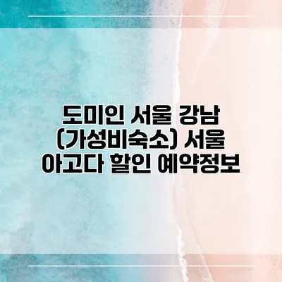 도미인 서울 강남 (가성비숙소) 서울 아고다 할인 예약정보