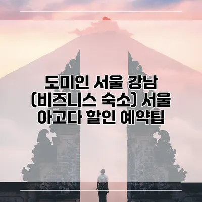 도미인 서울 강남 (비즈니스 숙소) 서울 아고다 할인 예약팁