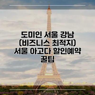 도미인 서울 강남 (비즈니스 최적지) 서울 아고다 할인예약 꿀팁