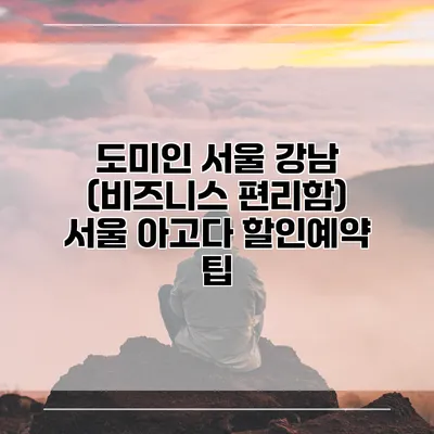 도미인 서울 강남 (비즈니스 편리함) 서울 아고다 할인예약 팁