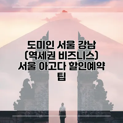 도미인 서울 강남 (역세권 비즈니스) 서울 아고다 할인예약 팁