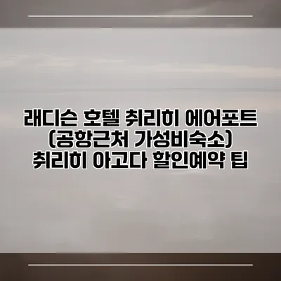 래디슨 호텔 취리히 에어포트 (공항근처 가성비숙소) 취리히 아고다 할인예약 팁