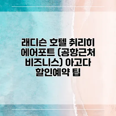 래디슨 호텔 취리히 에어포트 (공항근처 비즈니스) 아고다 할인예약 팁