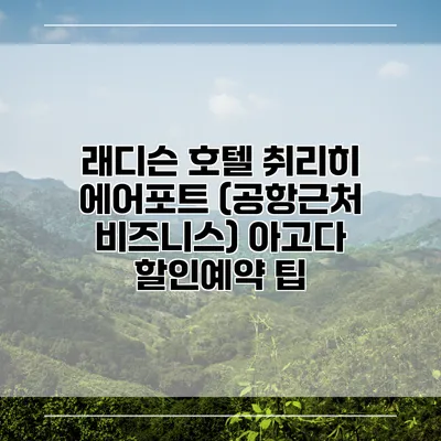 래디슨 호텔 취리히 에어포트 (공항근처 비즈니스) 아고다 할인예약 팁