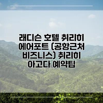 래디슨 호텔 취리히 에어포트 (공항근처 비즈니스) 취리히 아고다 예약팁