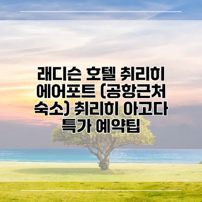 래디슨 호텔 취리히 에어포트 (공항근처 숙소) 취리히 아고다 특가 예약팁