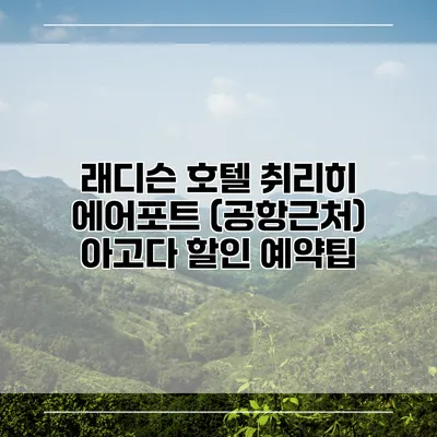 래디슨 호텔 취리히 에어포트 (공항근처) 아고다 할인 예약팁