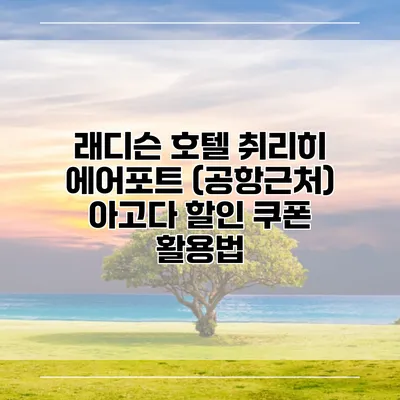래디슨 호텔 취리히 에어포트 (공항근처) 아고다 할인 쿠폰 활용법