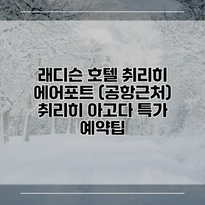 래디슨 호텔 취리히 에어포트 (공항근처) 취리히 아고다 특가 예약팁