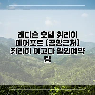 래디슨 호텔 취리히 에어포트 (공항근처) 취리히 아고다 할인예약 팁