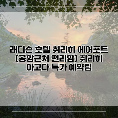 래디슨 호텔 취리히 에어포트 (공항근처 편리함) 취리히 아고다 특가 예약팁