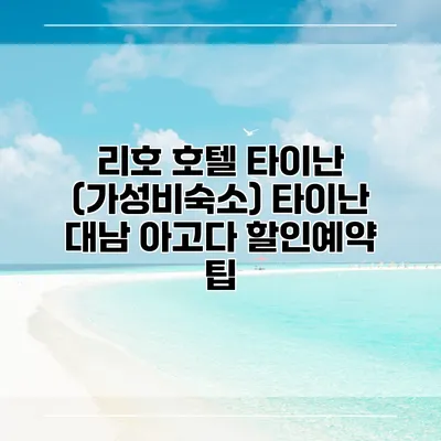 리호 호텔 타이난 (가성비숙소) 타이난 대남 아고다 할인예약 팁