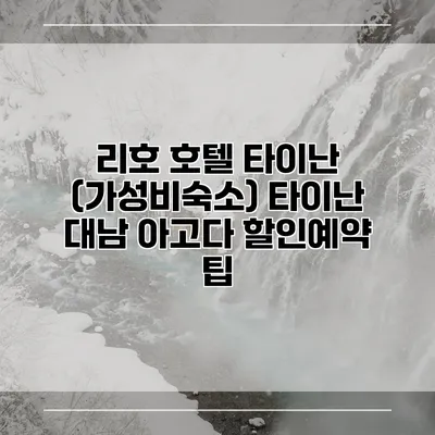 리호 호텔 타이난 (가성비숙소) 타이난 대남 아고다 할인예약 팁