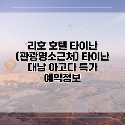 리호 호텔 타이난 (관광명소근처) 타이난 대남 아고다 특가 예약정보