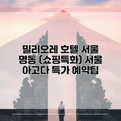 밀리오레 호텔 서울 명동 (쇼핑특화) 서울 아고다 특가 예약팁