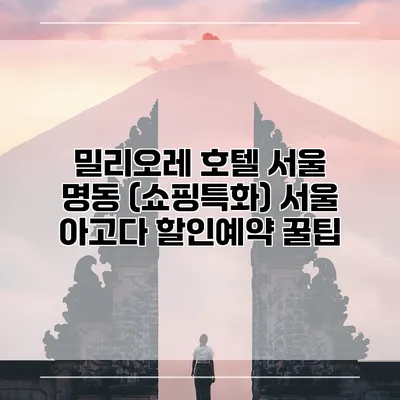 밀리오레 호텔 서울 명동 (쇼핑특화) 서울 아고다 할인예약 꿀팁