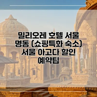 밀리오레 호텔 서울 명동 (쇼핑특화 숙소) 서울 아고다 할인 예약팁