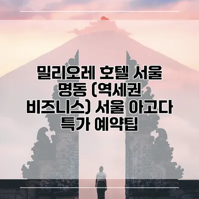 밀리오레 호텔 서울 명동 (역세권 비즈니스) 서울 아고다 특가 예약팁