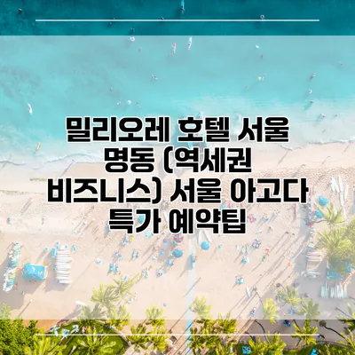 밀리오레 호텔 서울 명동 (역세권 비즈니스) 서울 아고다 특가 예약팁