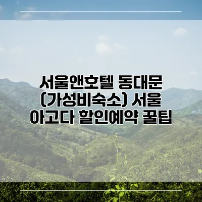 서울앤호텔 동대문 (가성비숙소) 서울 아고다 할인예약 꿀팁