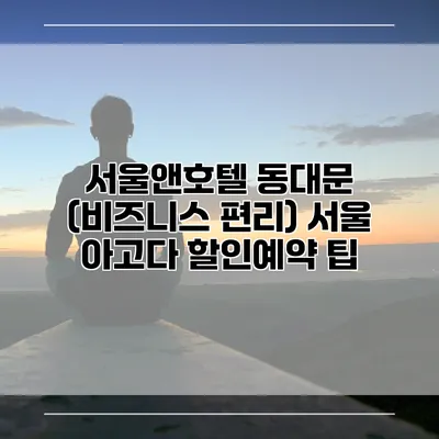 서울앤호텔 동대문 (비즈니스 편리) 서울 아고다 할인예약 팁