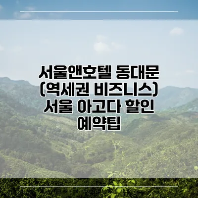 서울앤호텔 동대문 (역세권 비즈니스) 서울 아고다 할인 예약팁