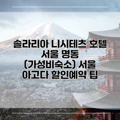 솔라리아 니시테츠 호텔 서울 명동 (가성비숙소) 서울 아고다 할인예약 팁