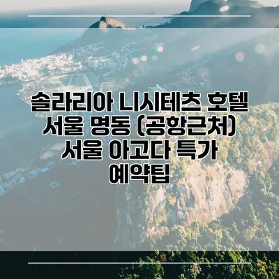 솔라리아 니시테츠 호텔 서울 명동 (공항근처) 서울 아고다 특가 예약팁