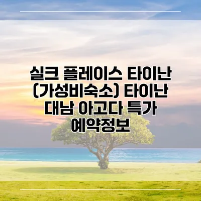 실크 플레이스 타이난 (가성비숙소) 타이난 대남 아고다 특가 예약정보