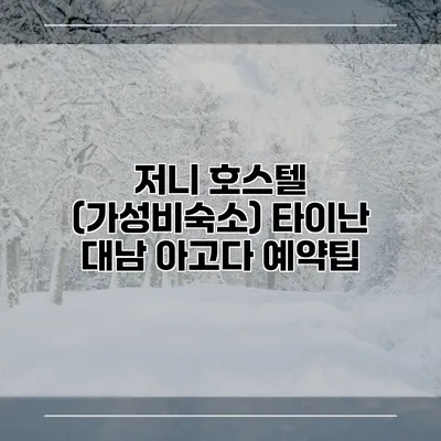 저니 호스텔 (가성비숙소) 타이난 대남 아고다 예약팁