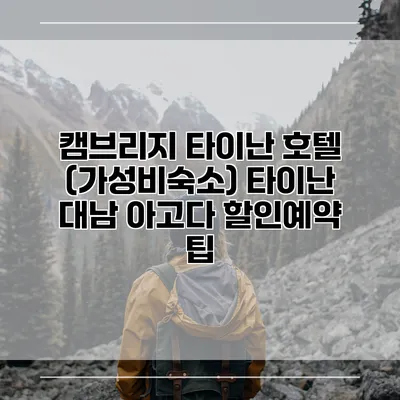 캠브리지 타이난 호텔 (가성비숙소) 타이난 대남 아고다 할인예약 팁