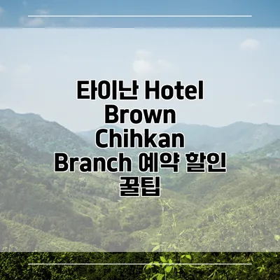타이난 Hotel Brown Chihkan Branch 예약 할인 꿀팁