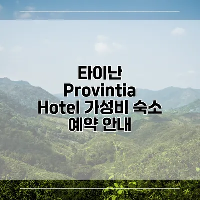 타이난 Provintia Hotel 가성비 숙소 예약 안내