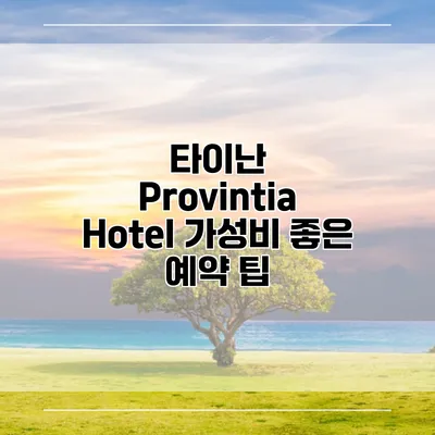 타이난 Provintia Hotel 가성비 좋은 예약 팁