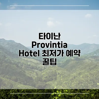 타이난 Provintia Hotel 최저가 예약 꿀팁