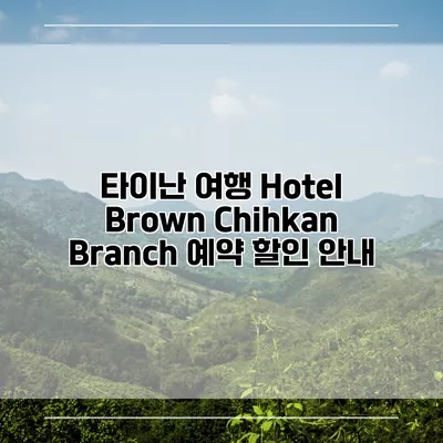 타이난 여행 Hotel Brown Chihkan Branch 예약 할인 안내