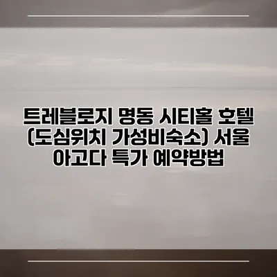 트레블로지 명동 시티홀 호텔 (도심위치 가성비숙소) 서울 아고다 특가 예약방법