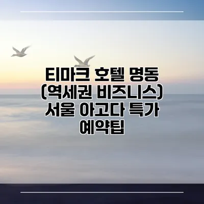 티마크 호텔 명동 (역세권 비즈니스) 서울 아고다 특가 예약팁